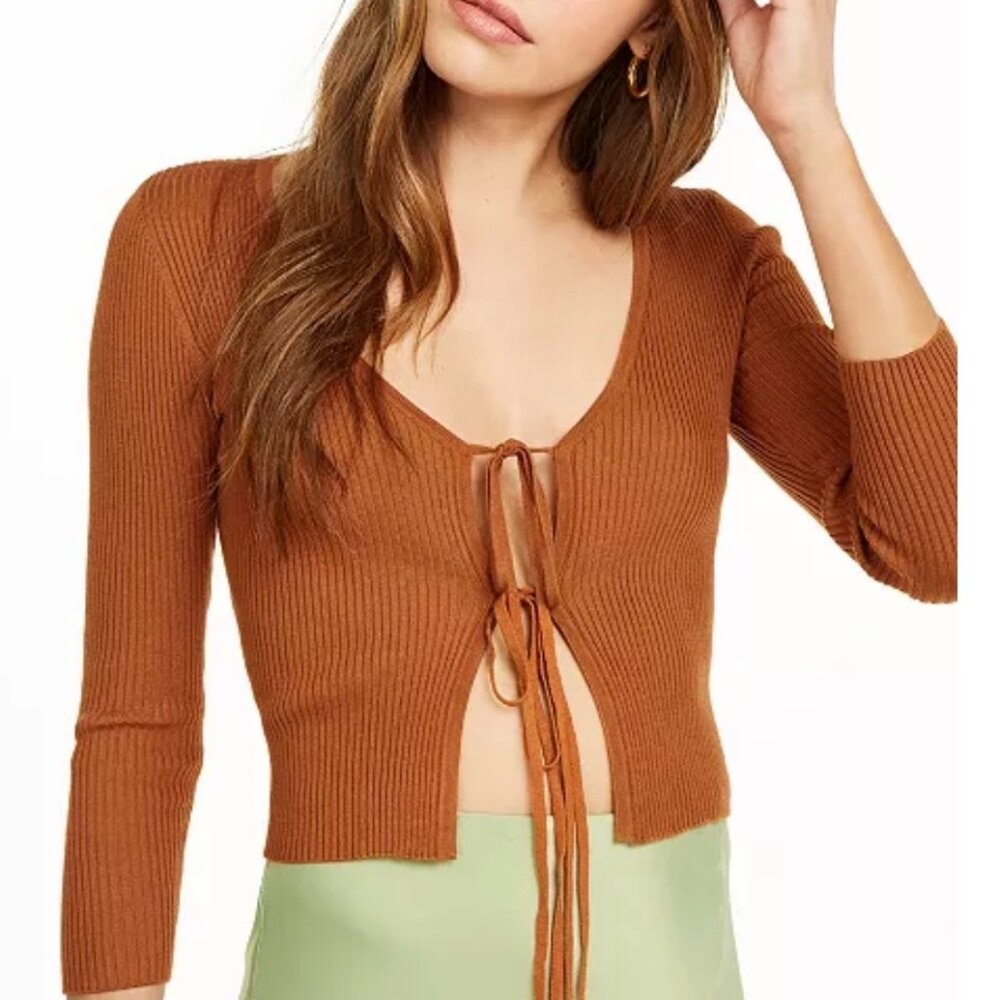 Ribbed Tie-Front Cardigan